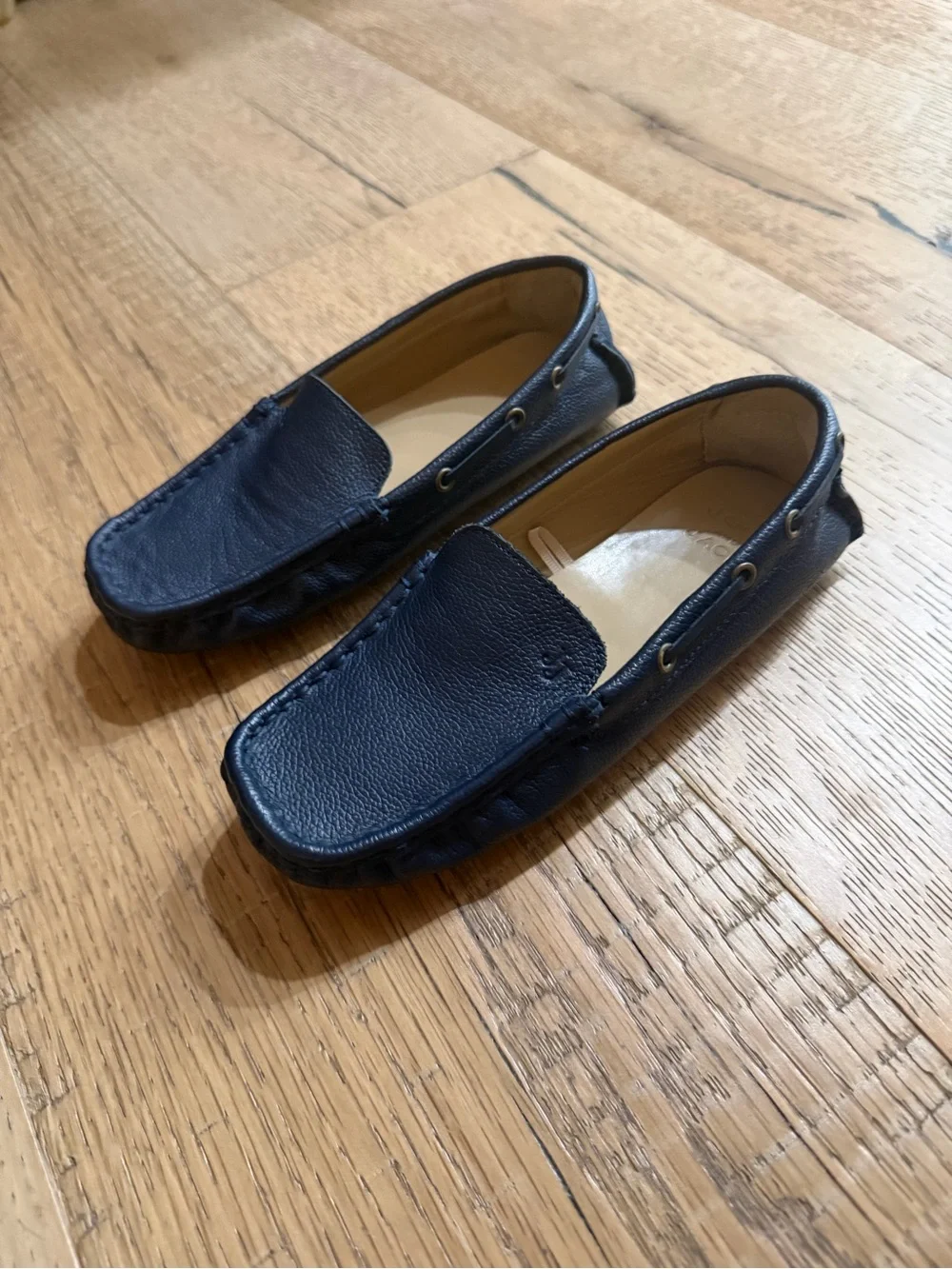 Janie and Jack Navy Blue Leather Moccasin Dress Shoes